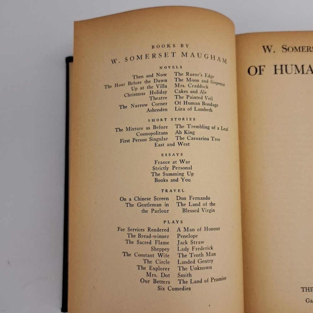 Bondage Book Human Somerset Maugham Garden City Hardcover - Picture 15 of 16
